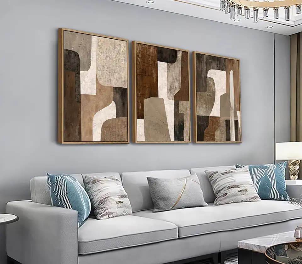 Shoci Large Wabi Sabi Wall Art, Modern Brown Gray Canvas Artwork, 20"X28"X3