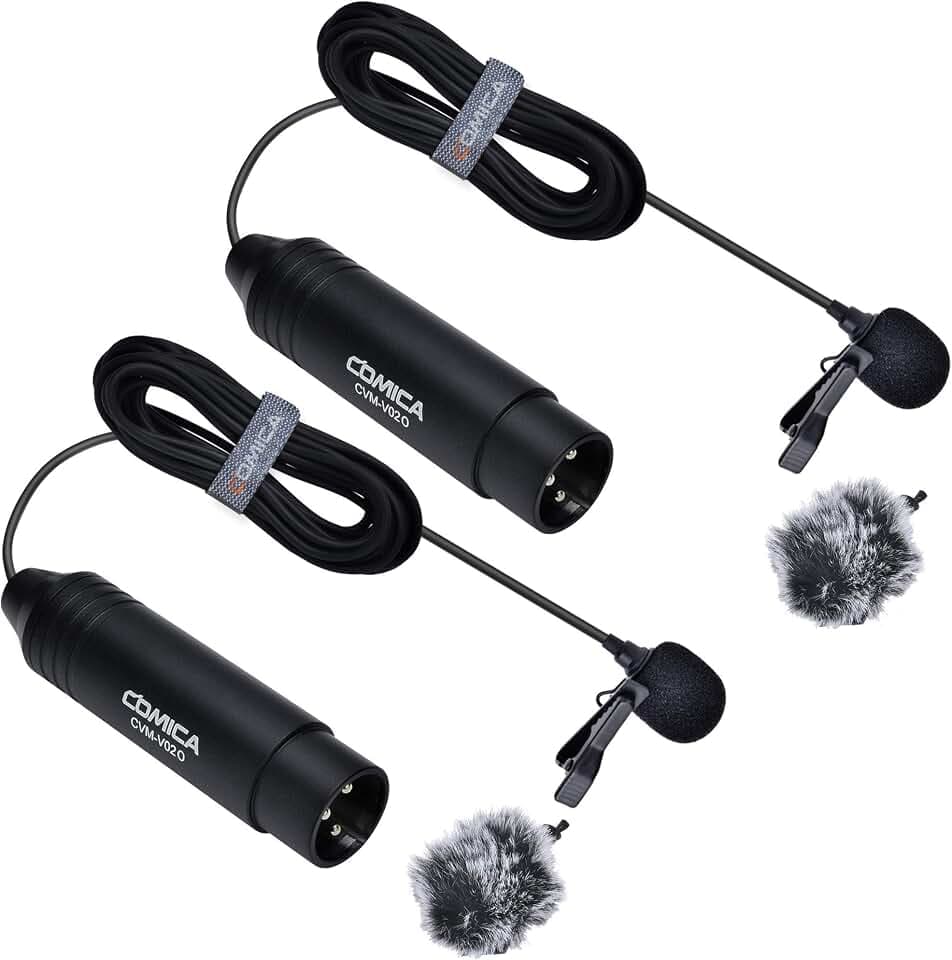 COMICA CVM-V02O Omnidirektional XLR Lavalier Mikrofon (2 Stück/1.8M)