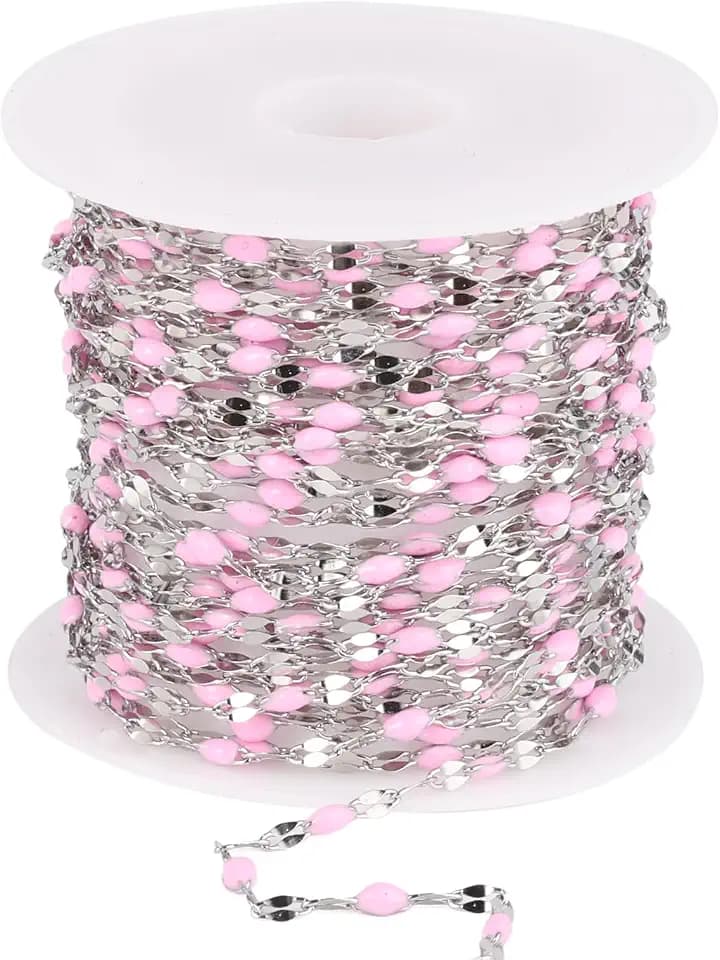 16.5FT Stainless Steel Enamel Chain 2MM Enamel Lip Chain for Jewelry Making