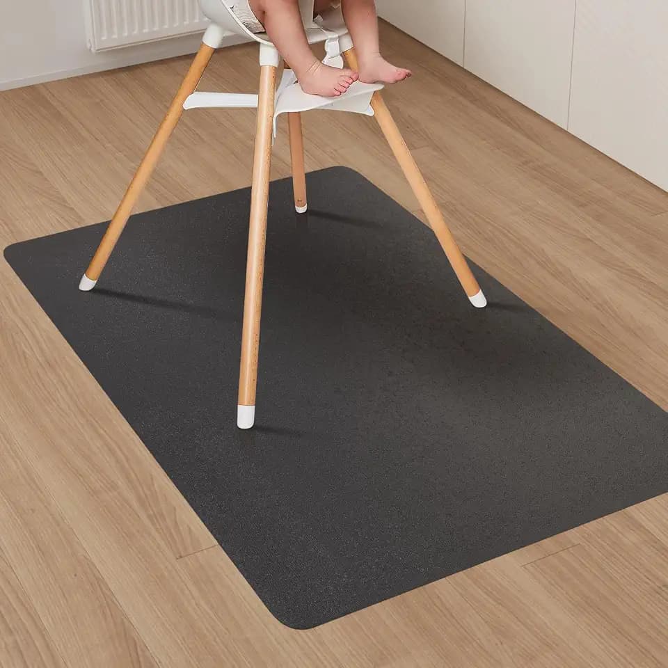 Area Floor Mat for Home, 3'×5' Black No SlipVinyl Area Rug for Hard Floor