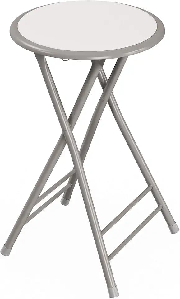 Lavish Home Folding Stool with Padded Backless Seat, White, 24 Inch