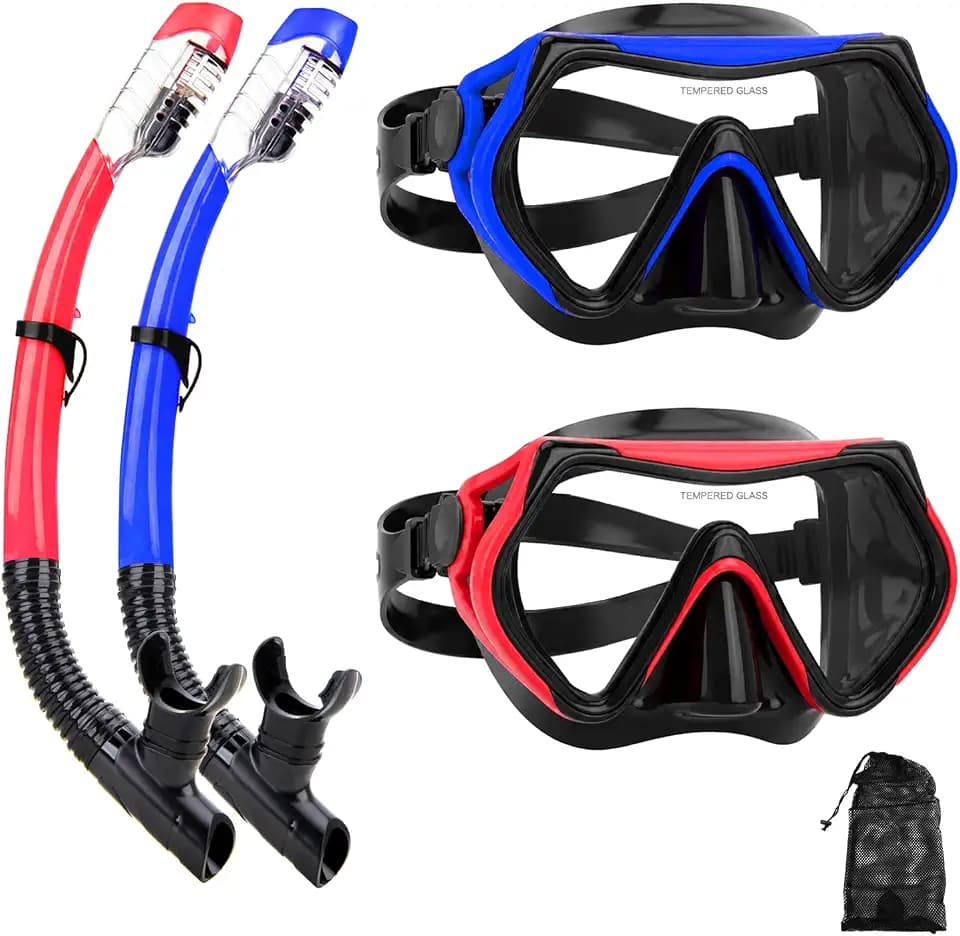 Snorkeling Gear for Adults, Diving Snorkel Mask Set, Snorkle Top Dry Valve