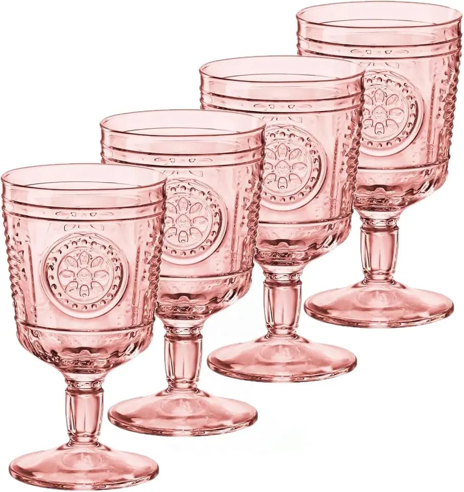 Bormioli Rocco Romantic Stemware Glasses, 10.75 Oz - Cotton Candy, Set of 4