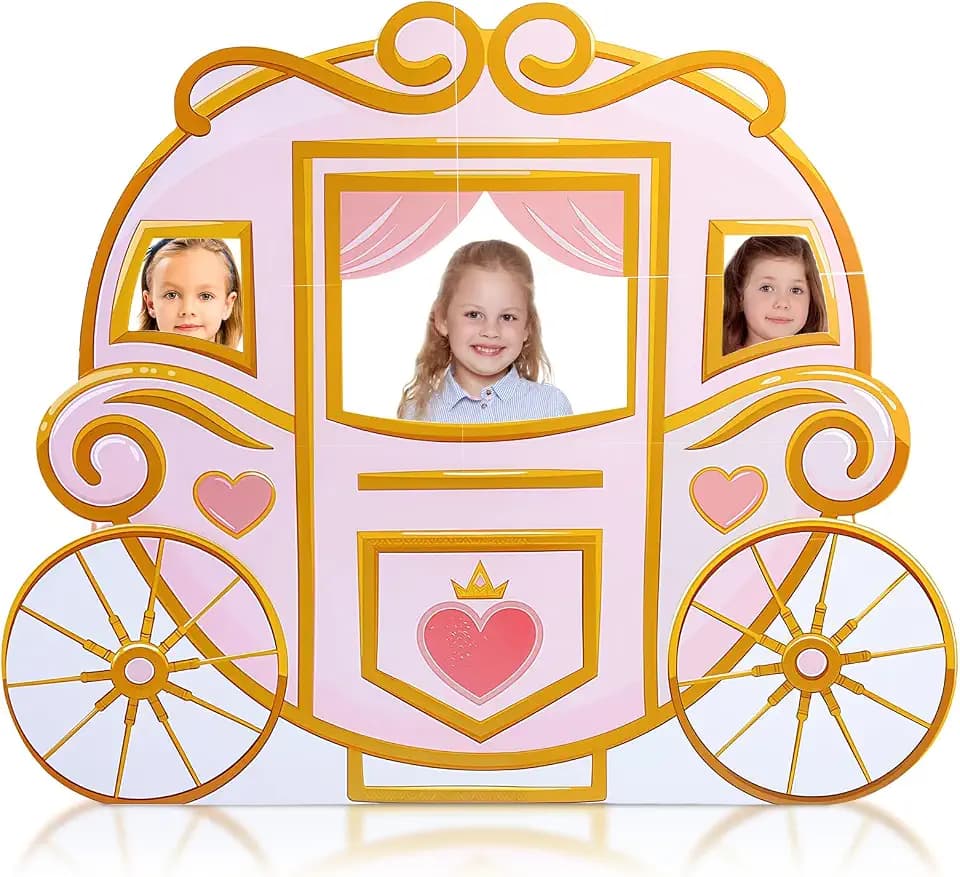 Geelin 47" Princess Carriage Cardboard Cutout Stand up Pink Princess Birthday Party Decoration Life Size Photo Booth Props Backdrop Background for Girl Birthday Party Decoration
