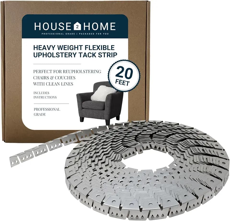 House2Home Heavy Weight Upholstery Metal Flexible Tack Strip Supplies, 20ft Curve Ease Grip for Furniture, Chairs, Sofa