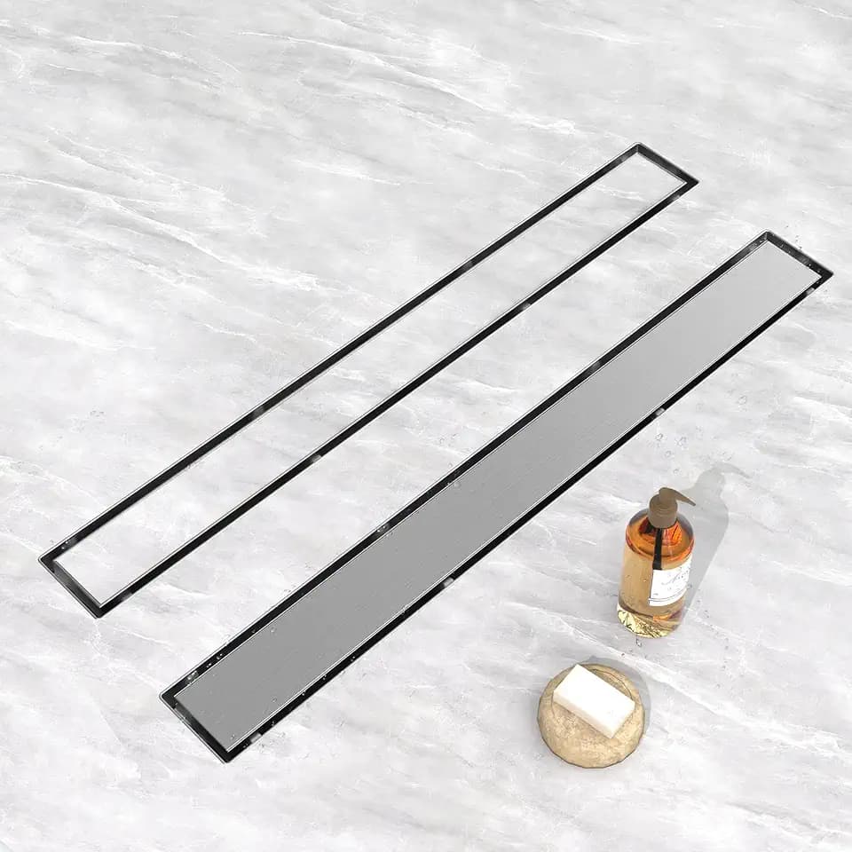 YEFU Shower Drain 24 Inch, 2-in-1 Linear Shower Drain for Bathroom Toilet