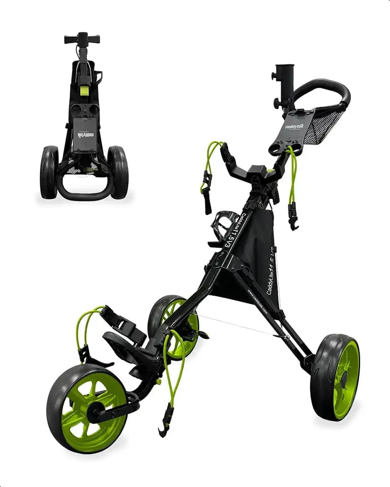 Caddytek CaddyLite 11.5 V3 Golf Push Cart - Lightweight Aluminum 3-Wheel Foldable Golf Bag Cart with Quad-Fold Frame, EVA Wheels, Adjustable Handle, Foot Brake, Mesh Net, Umbrella & Drink Holder