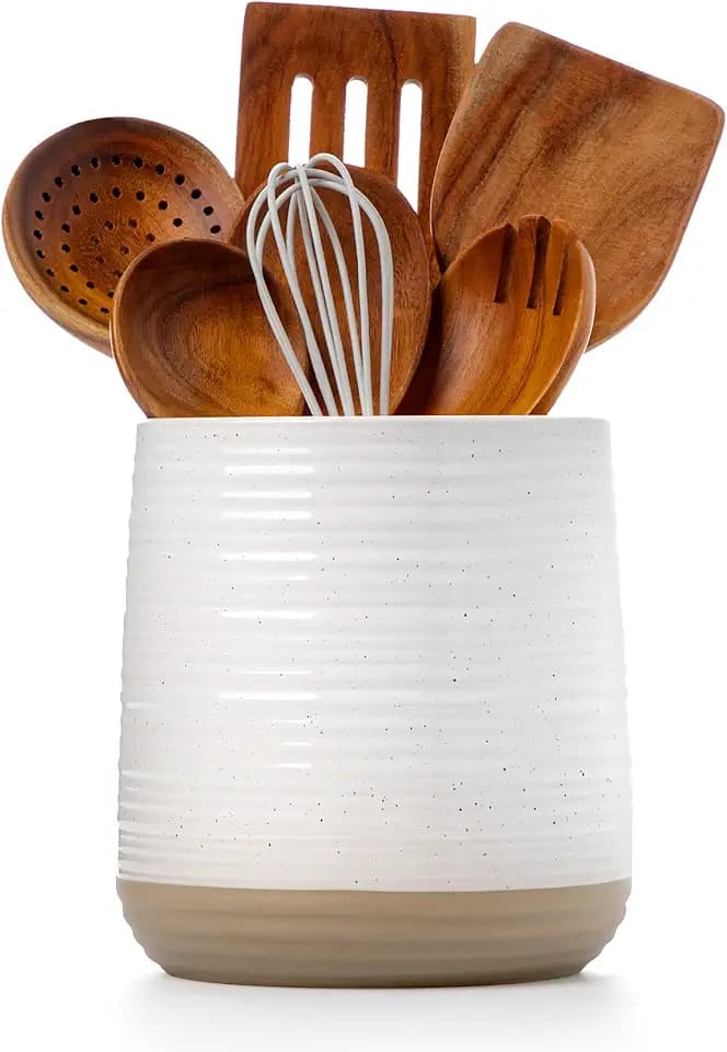 6.8" Large Ceramic Utensil Holder for Kitchen Counter