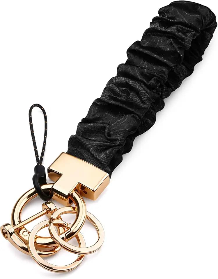 Scrunchie Keychain Wristlet, Cute Stretch Key Chain for Women