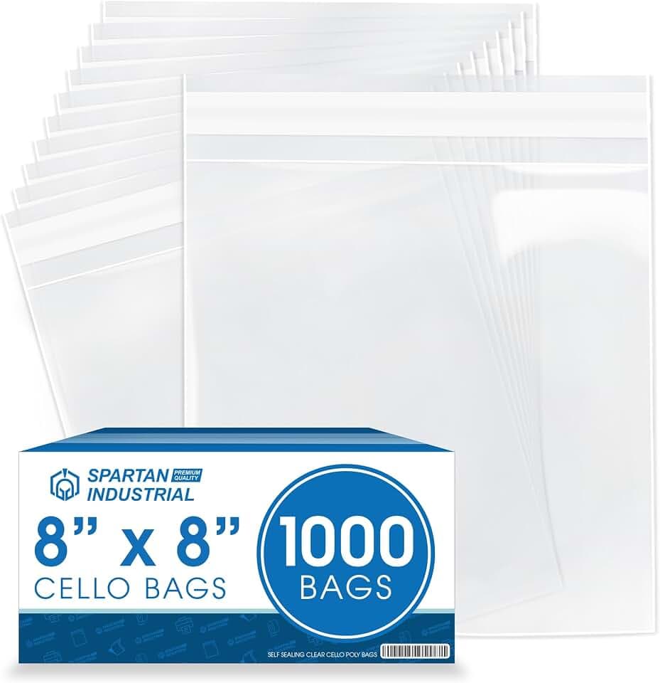 8" X 8" Self-Sealing Cellophane Bags (1000 Count) Clear