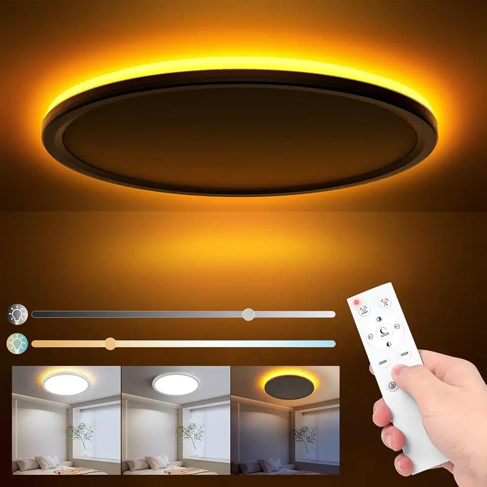 Deckenlampe 24W, Led Deckenleuchte Rund 3000K-6500K, 1800K Dimmbar Nachtlicht, Deckenleuchten mit Fernbedienung für Schlafzimmer, Kinderzimmer, Wohnzimmer, Korridor