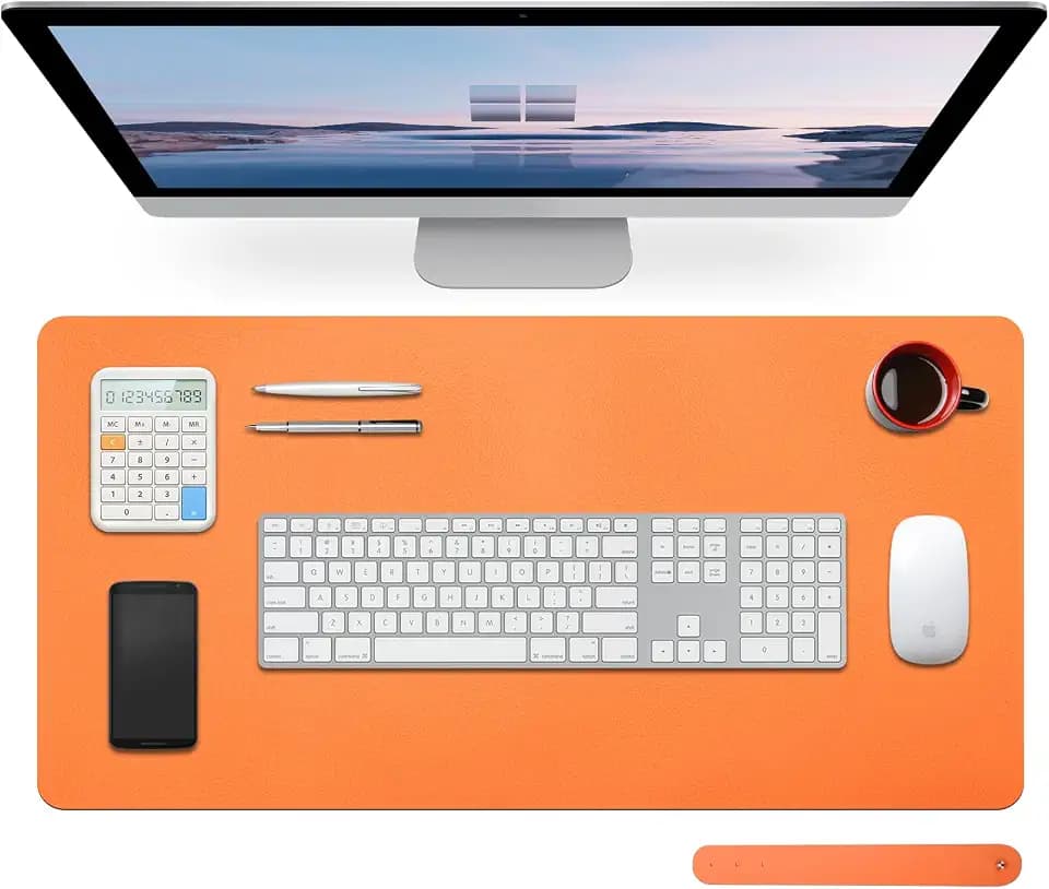 Mouse Pad,27.5"x13.7",Large Leathe Desk Pad Protector,Orange