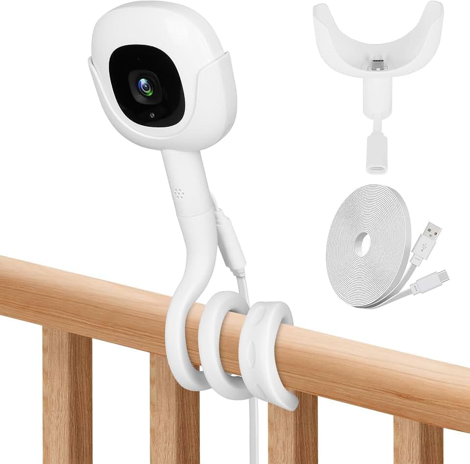 Flex Baby Monitor Charger Mount Compatible with Nanit Pro Baby Monitor With Type-C Charging Port Connector mount and 10FT Power Cable,Baby Camera Mount without Tool or Wall Damage(Camera not Included)