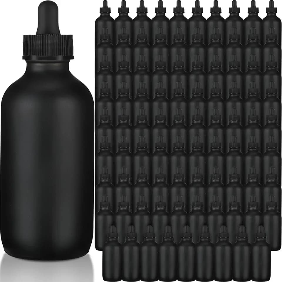 Epakh 50 Pack 4oz Glass Dropper Bottles for Travel, Home, Black