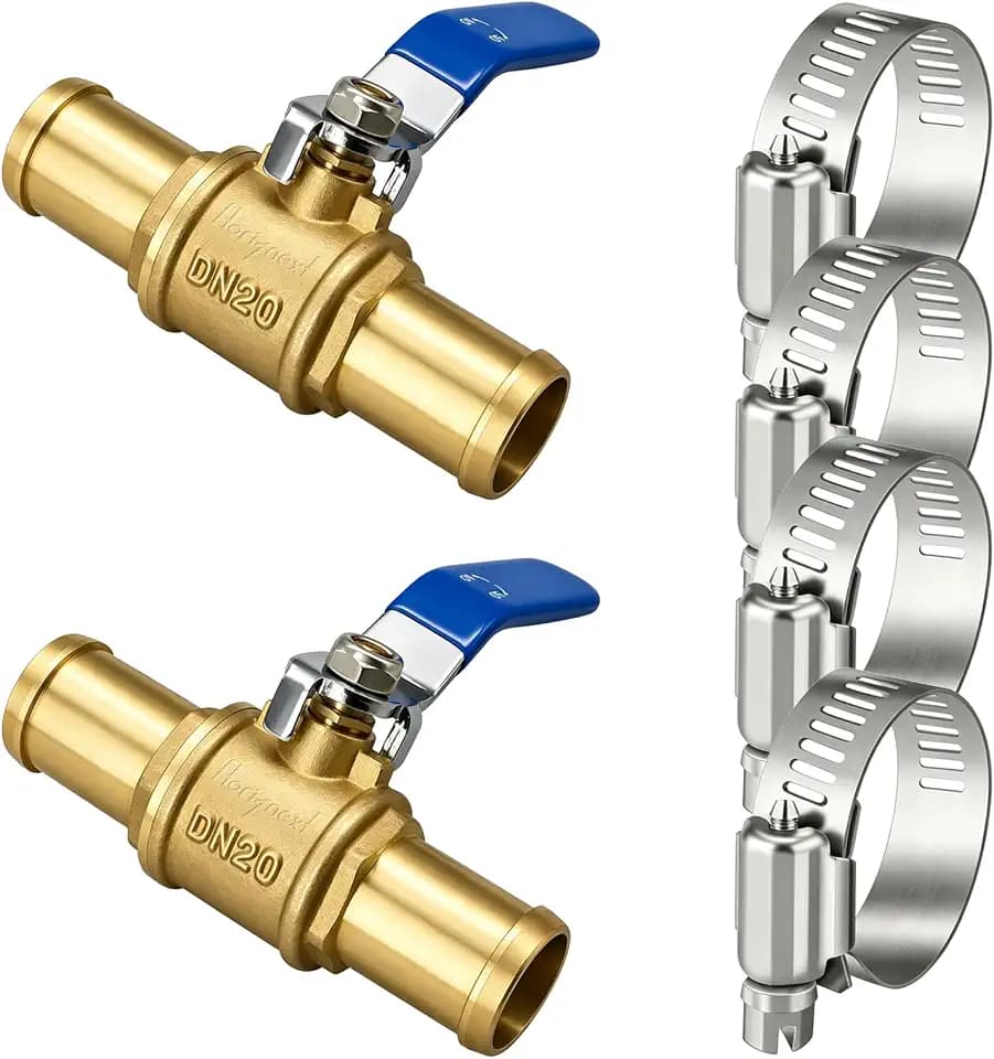 1 Inch Ball Valve, Brass Hose Barb Shut Off Valve, 2 Pack