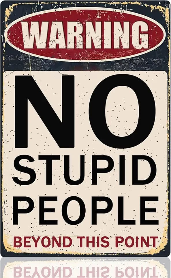 Funny Metal Tin Sign No Stupid People Signs Warning Tin Signs No Stupid People Beyond This Point Garage Sign For Men Mancave Room Decor Man Cave Aesthetic No Trespassing 8x12 Inch