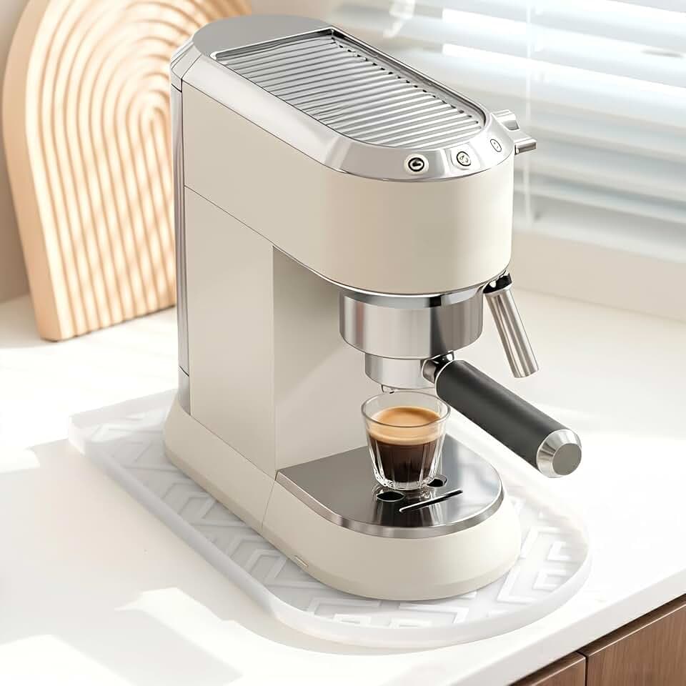 Silicone Coffee Mat,15.8"x 9.8"in Bar Mat for Countertop,Heat-Resistant,Non-Slip,Leak-Proof,Fit for Coffee Maker/Espresso Machine-Translucent