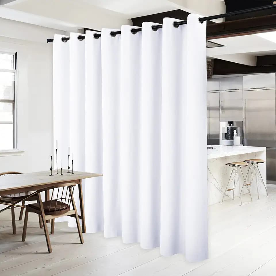 NICETOWN Patio Door Curtain Panel - (120 inches Wide, Pure White, 1 Piece) Nursery & Infant Care Drape, Extra Long 84 inches Length Curtain for Dining Room