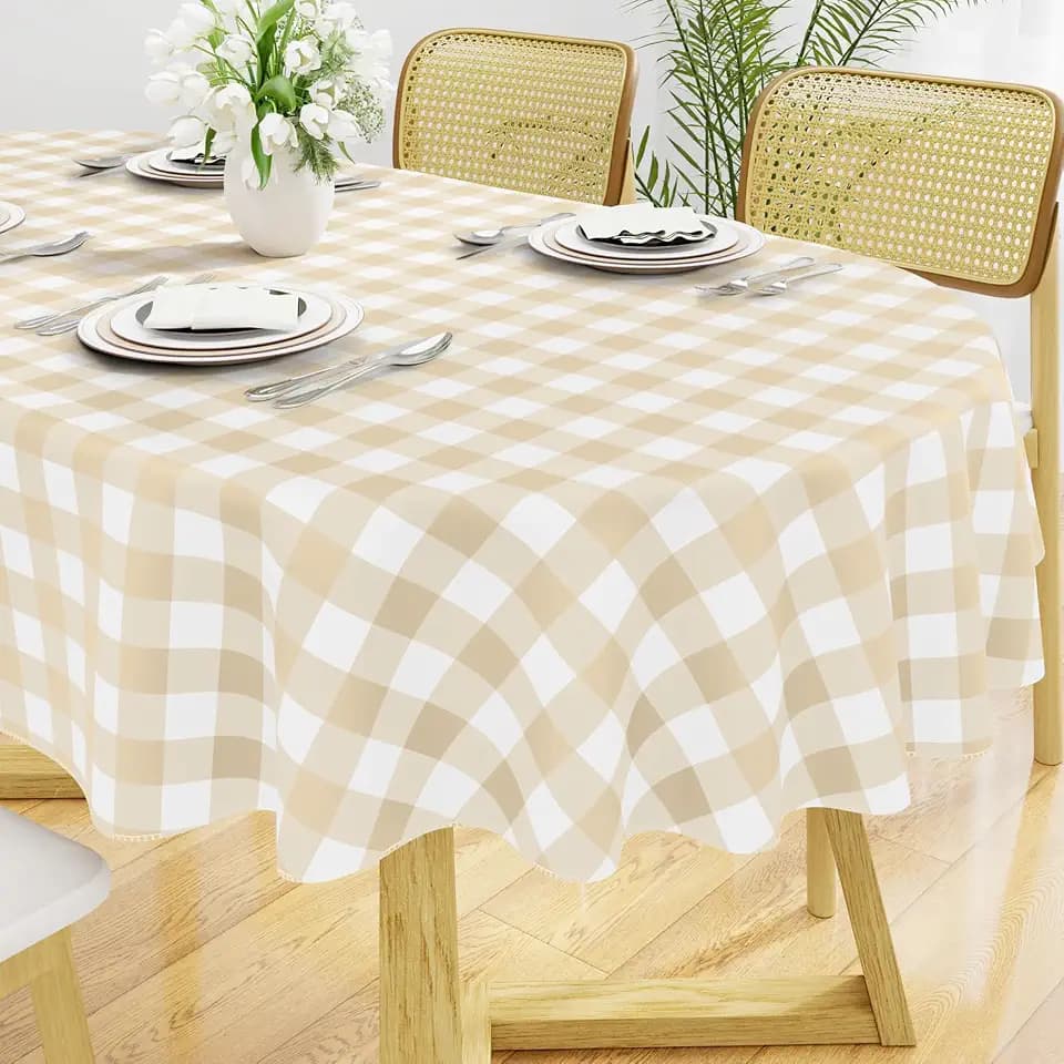 Smiry Oval Table Cloth, Vinyl Tablecloths with Flannel Backing, 60"x84"