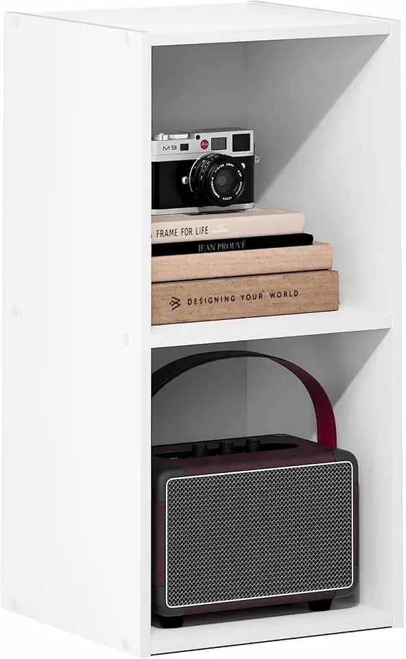 Furinno LUDER Book Shelf, 2-Cube Bookshelf, Bookcase, White