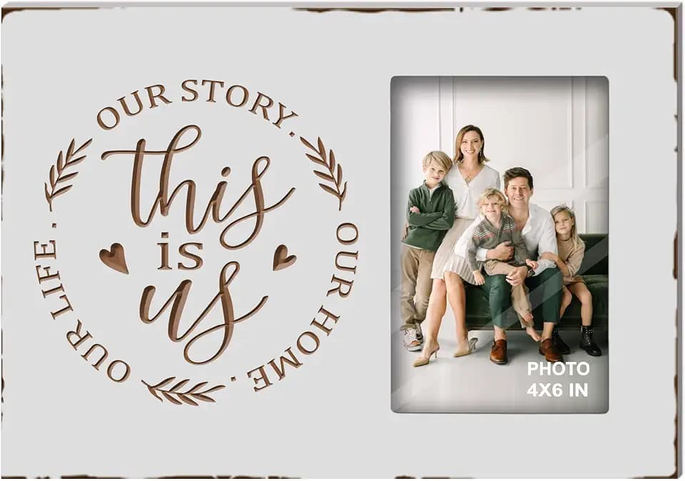 Buecasa Wooden White Rustic Engraved This Is Us Picture Frames 4x6 Inches