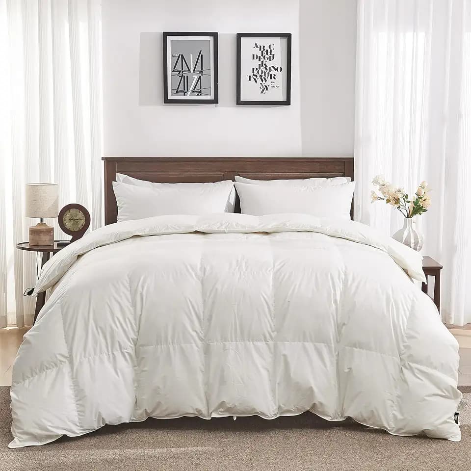 Goose Feather Down Fiber Comforter Oversized King, All Season
