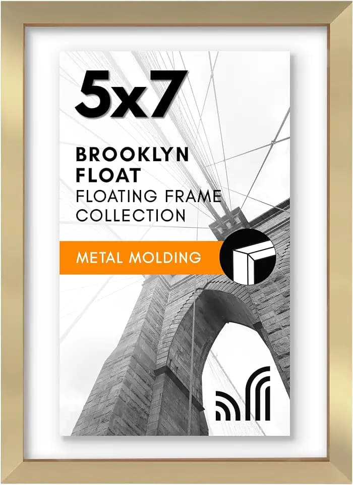 Americanflat 5x7 Floating Picture Frame - Metal - Gold
