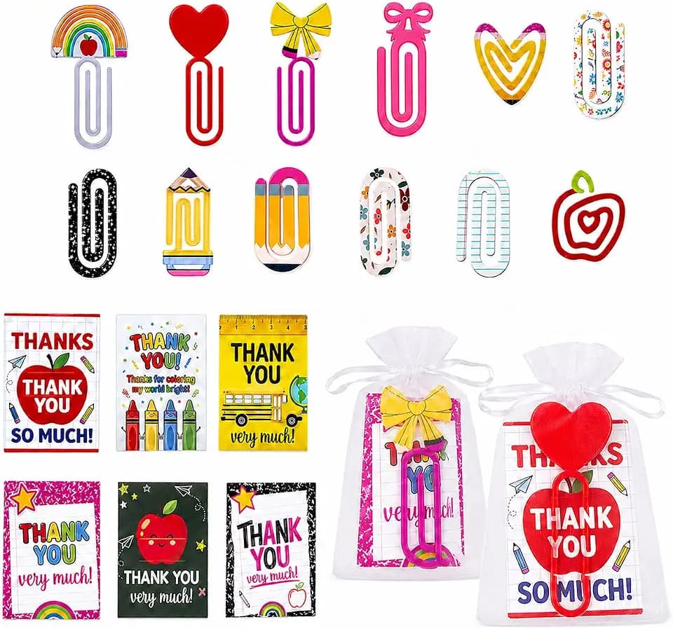 Evankin 12 PCS Jumbo Acrylic Paper Clips 3mm Thick with Thank You Cards