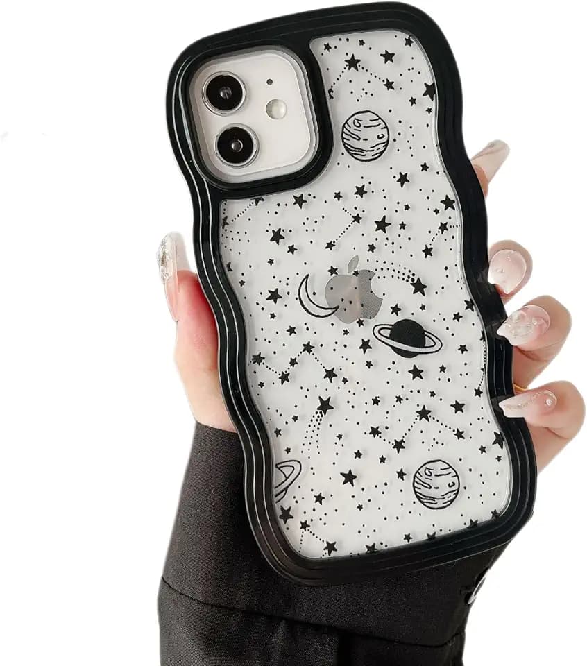 ZTOFERA for iPhone 12/12 Pro Case 6.1" with Star Space Pattern,Black