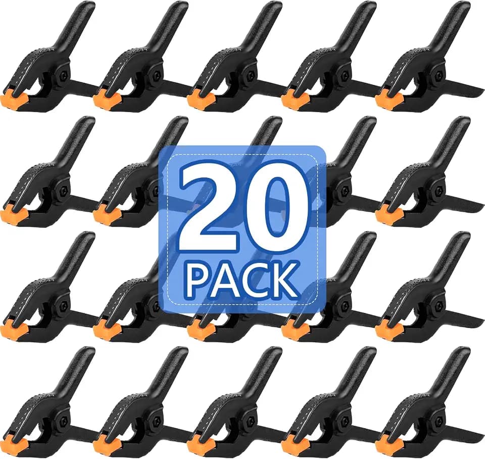 20 Pack 6 inch Plastic Spring Clamps, Black Heavy Duty Clips