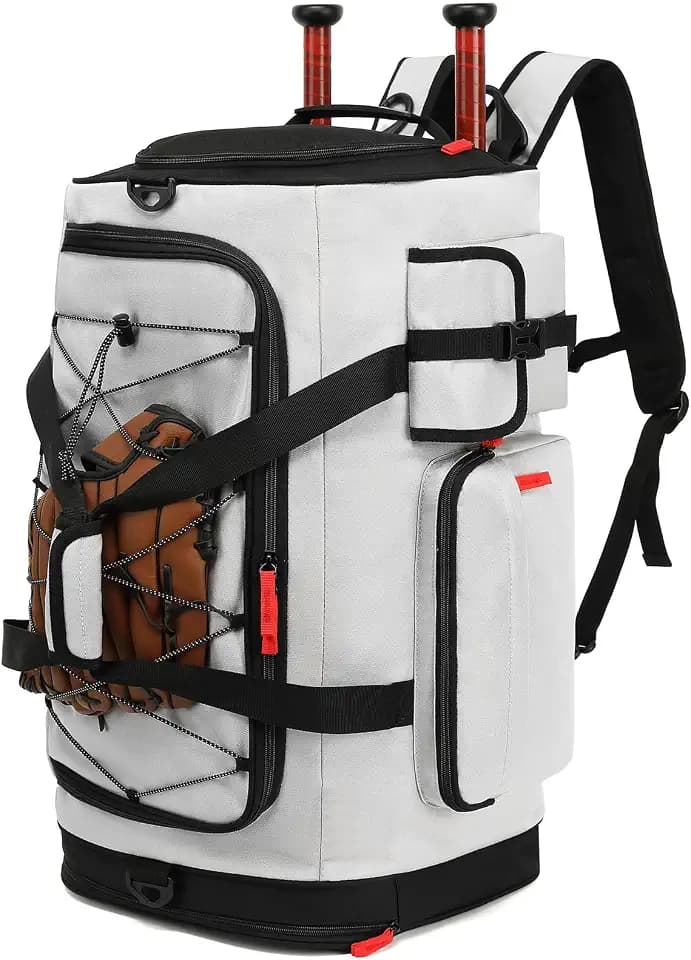 TUGUAN Large Baseball Duffle Bag Softball Backpack for Adult & Youth, 65L Spors Gym Duffel Equipment Bag with Shoe Compartment and Bat Holder, Catchers Gear Bag Fits Batting Mitten, Tball Gear, Helmet