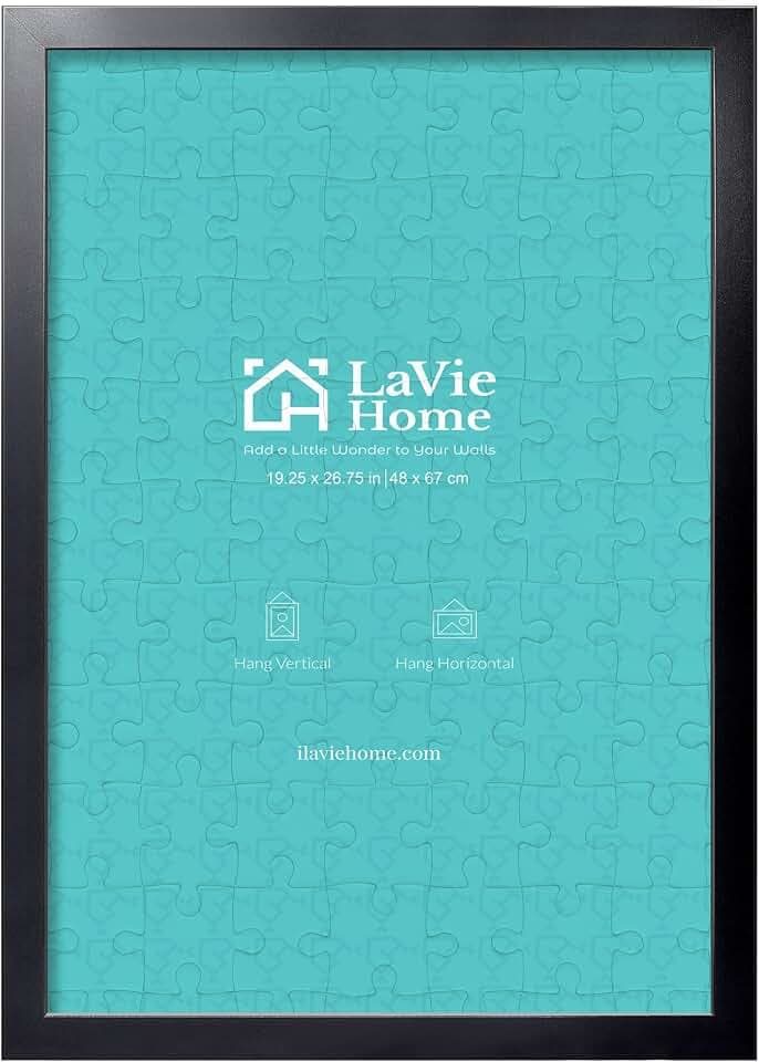 LaVie Home 19.25x26.75 Picture Frame Black, Puzzles Frame for Wall Decoration, Classic Black Minimalist Style Suitable for Decorating Houses, Offices, Hotels, Puzzles Posters Photos or Artwork(1 Pack)