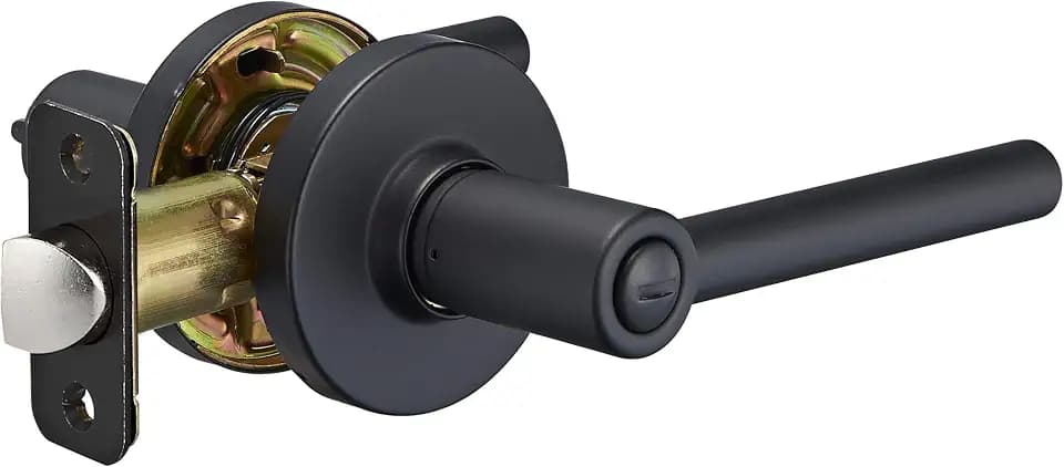 Amazon Basics Contemporary Madison Door Lever - Privacy - Matte Black, 1-Pack