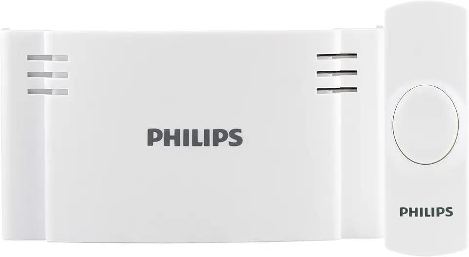 Philips Wireless Doorbell Kit, Battery-Operated Reciever, 1 Push Button