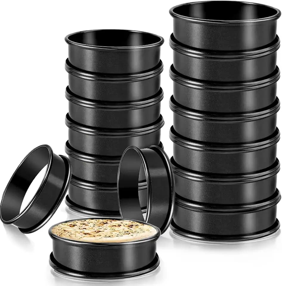 RICHSC-PAN Crumpet Rings, 16Pack Nonstick English Muffin Ring.