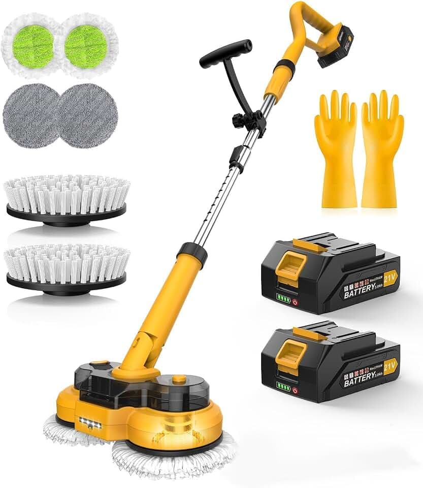 Cordless Electric Mop M1-1, 6000mAh, 2-in-1 Spin Mop & Floor Scrubber