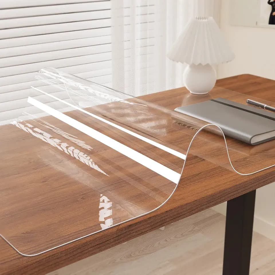Oterri Clear Writing Desk Pad, 12’’x36” Heat Resistant Waterproof PVC Round Edge Durable Desk Protect Mat, Anti-Static Writing Mat Table Protector