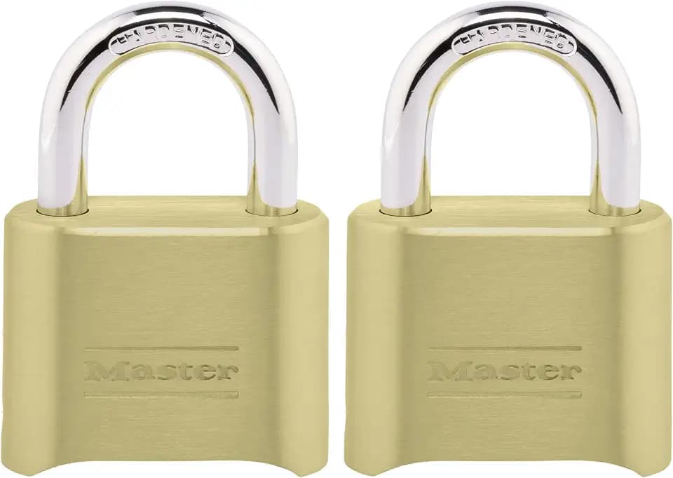 Master Lock Combination Padlock Outdoor Brass Lock, 2-Pack 175EC2