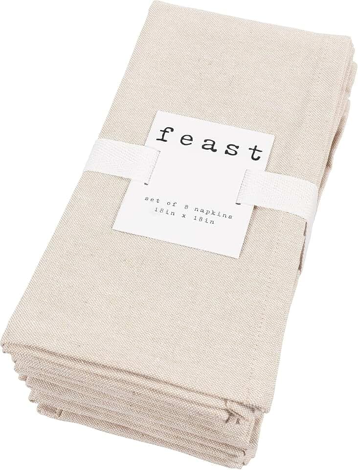 KAF Home Overbrook Chambray Dinner Napkins - Set of 8 (Beige)