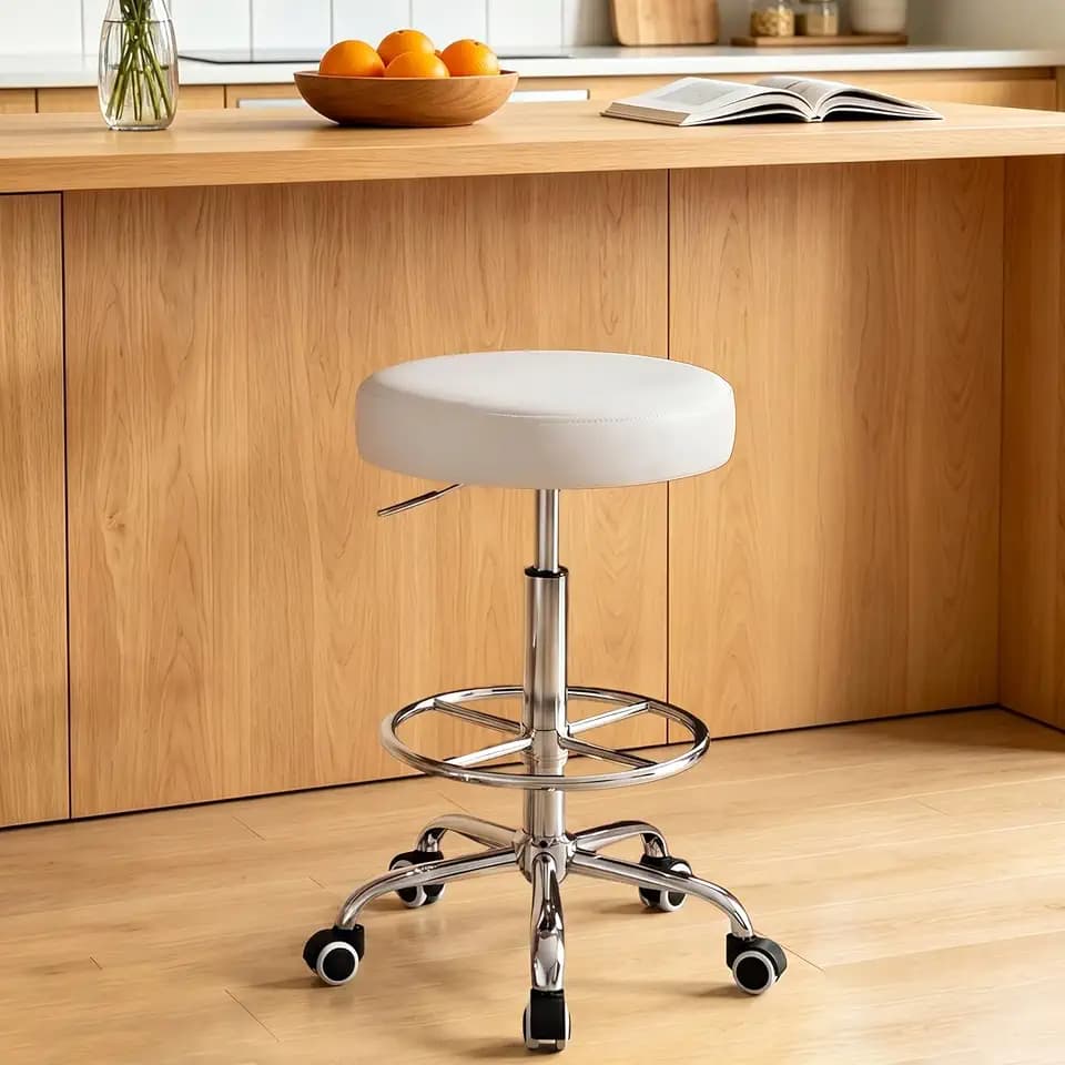 VECELO Home Office Desk Chair, Height Adjustable Cross Chair with Swivel Wheels, PU Rolling Task Seating for Living Room, Bedroom, Office, Study, White-1PC