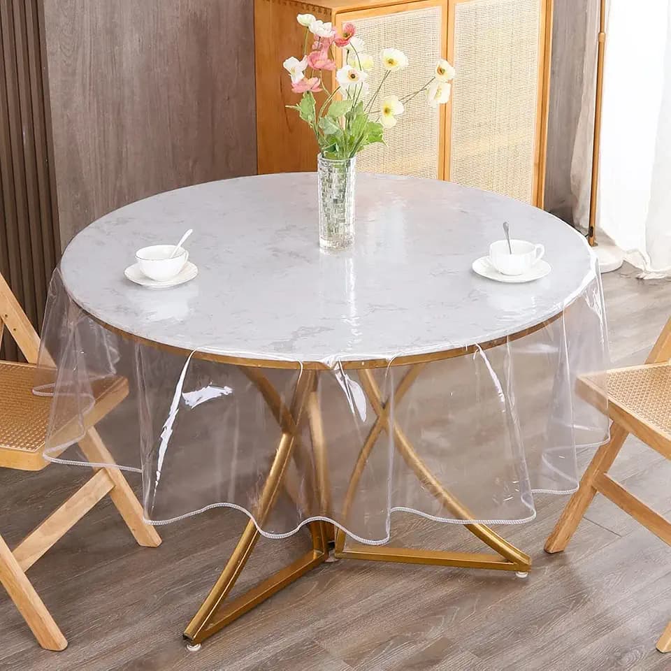 Walrus Clear Round Plastic Tablecloth Protector Waterproof Oil-Proof PVC Table Cloth Stain-Resistant Wipeable Table Cover for Round Table(40" Round)