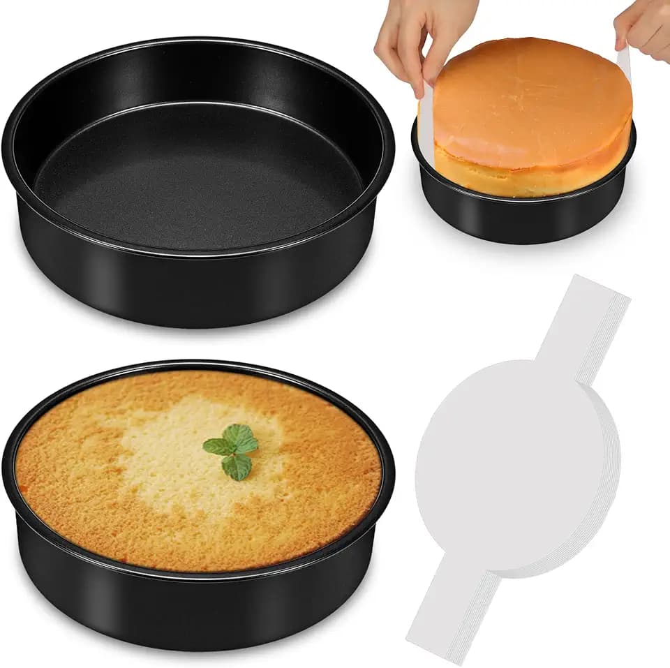 10 Inch Cake Pan, 2PCS Nonstick Round Cake Pans with 60PCS Parchment Paper