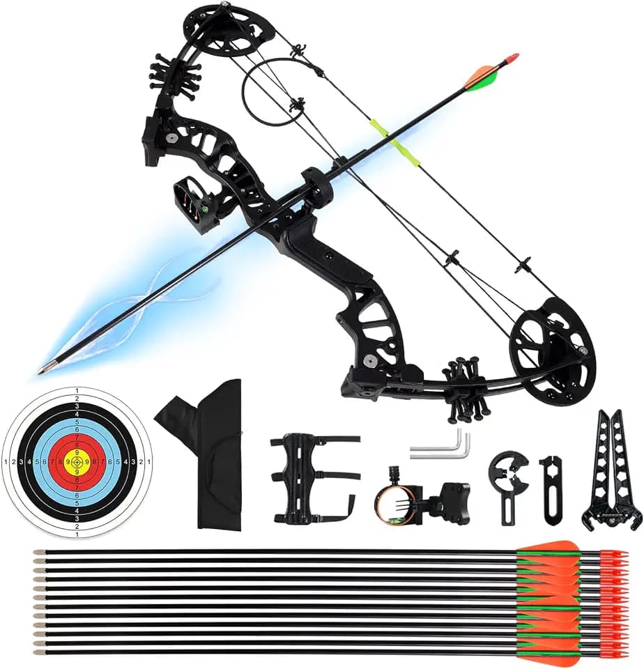 Youth Compound Bow Set, 10-30 lbs Adjustable Draw Weight, 17-26.5" Draw Length Archery Bow for Youth and Beginner, Compound Bow Kit Set for Target Practice
