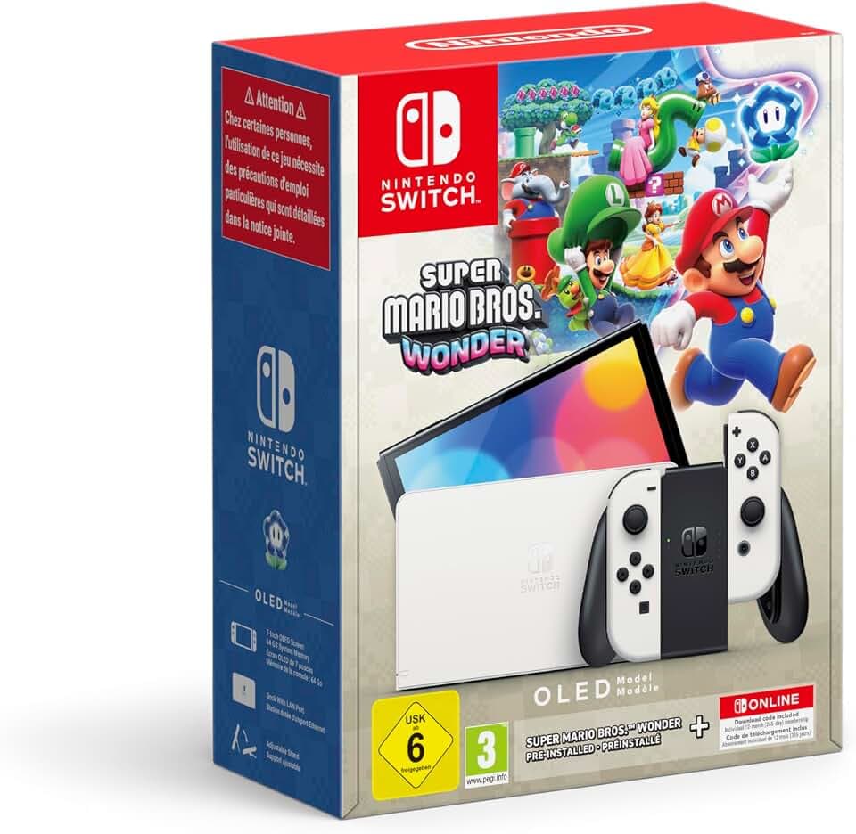 Nintendo Switch Oled + Super Mario Bros.wonder + 12 Months Nso Europe PAL
