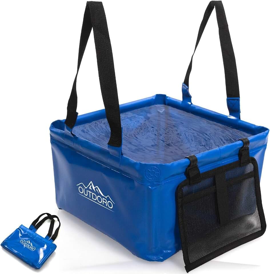 Outdoro Faltschüssel Groß - Inklusive Zusatz-Tasche - Langlebiges Planen-Gewebe - Faltbare Waschschüssel für Camping und Outdoor