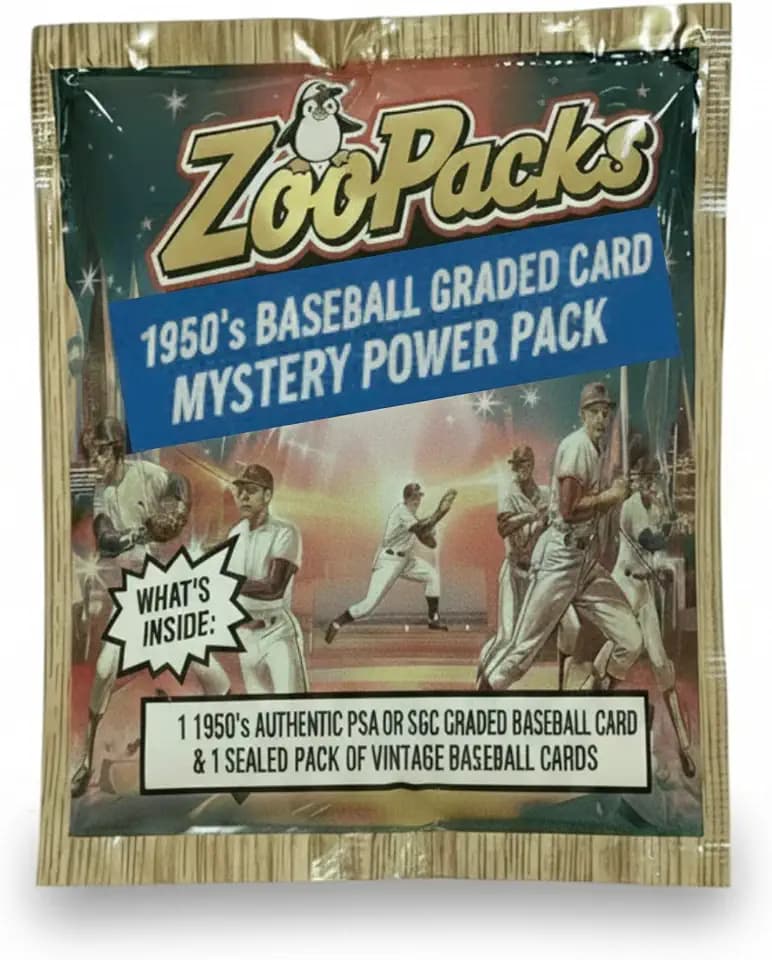 1950's PSA or SGC Graded Baseball Card + 1 Vintage Pack of Topps Baseball Cards - By ZOO PACKS