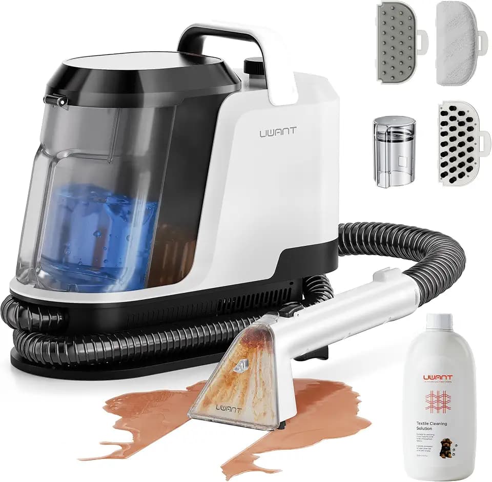 Uwant Carpet Cleaner Machine 18Kpa Portable Carpet Cleaner for Cars Couch, 2in1 Water Tank Upholstery Cleaner, Spot Cleaner with Cleaning Tools, 2.4 Liter Set of 1