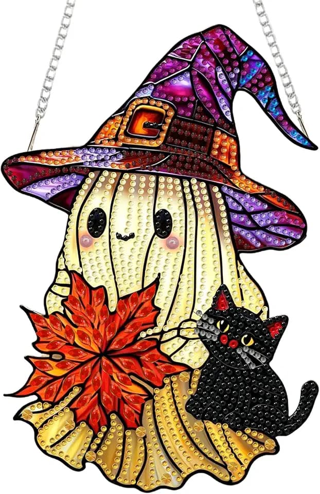 Ghost Hanging Diamond Art Kits for Adults, Diamond Painting Suncatchers
