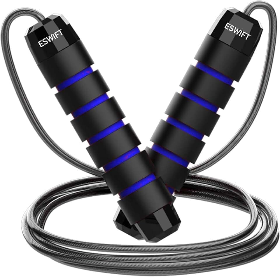 ESWIFT Jumping Premium-Sprungschnur - verstellbare Länge, rutschfeste Griffe, Hochgeschwindigkeits-Springseil für Fitness, Cardio und Training - 2,8 m lang für Kinder und Erwachsene