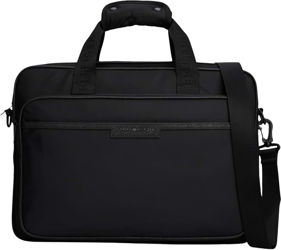 Tommy Hilfiger Herren Laptoptasche Repreve mit Trolley-Riemen, Schwarz (Black), Einheitsgröße